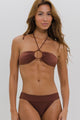 Biquíni Cortinão e Calcinha com Cós Marrom