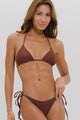 Biquíni Cortininha e Calcinha de Amarrar Marrom