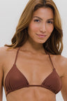 Top Biquíni Cortininha com Bojo Marrom
