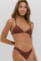 Biquíni Cortininha Fixa e Calcinha Fio Duplo Marrom