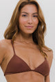 Top Biquíni Cortininha Fixa com Bojo Marrom