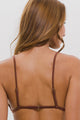 Top Biquíni Cortininha Fixa com Bojo Marrom