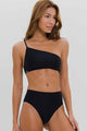 Biquíni Ombro Só e Calcinha Hot Pants Preto