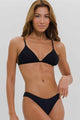 Top Biquíni Cortininha Fixa com Bojo Preto