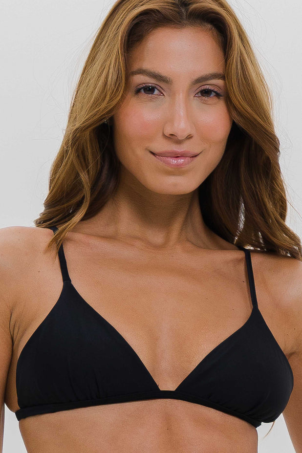 Top Biquíni Cortininha Fixa com Bojo Preto