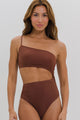 Maiô Ombro Só Recorte Lateral Marrom