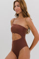 Maiô Ombro Só Alcinha com Recorte Marrom