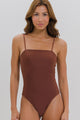 Maiô Decote Quadrado Alcinha Marrom