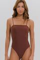 Maiô Decote Quadrado Alcinha Marrom