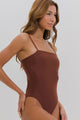 Maiô Decote Quadrado Alcinha Marrom
