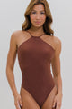 Maiô Frente Única com Bojo Marrom