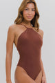 Maiô Frente Única com Bojo Marrom