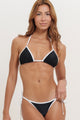 Biquíni Cortininha e Calcinha de Amarrar Preto com Viés Branco