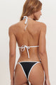 Biquíni Cortininha e Calcinha de Amarrar Preto com Viés Branco