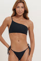 Biquíni Ombro Só com Calcinha de Amarrar Crochê Preto