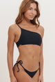 Biquíni Ombro Só com Calcinha de Amarrar Crochê Preto