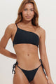 Biquíni Ombro Só com Calcinha de Amarrar Crochê Preto
