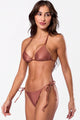 Top Cortininha e Calcinha Biquini de Amarrar Bronze