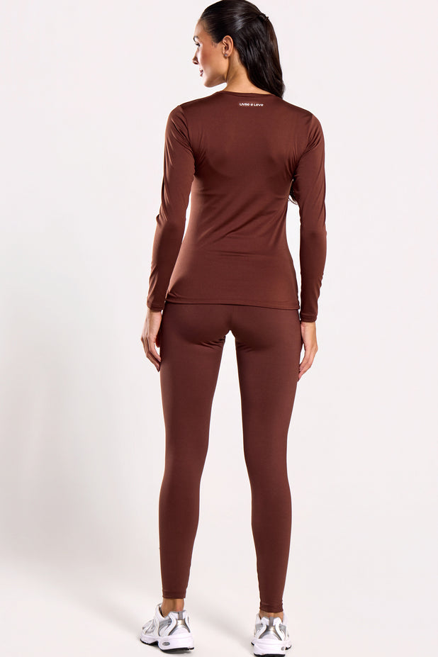 Conjunto Térmico Flanelado Marrom