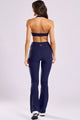 Calça Flare Canelada Azul