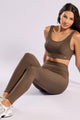 Conjunto Fitness Canelado Top Regata e Legging Nozes