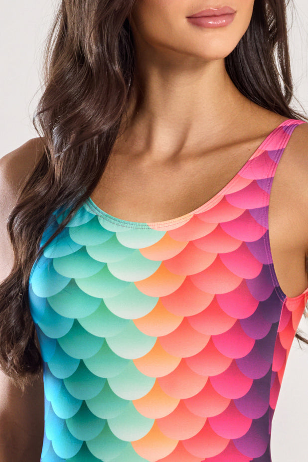 Maiô Decote nas Costas Sereia Colorida