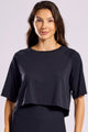 Cropped Alongado de Poliamida Preto