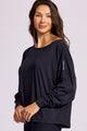 Blusa Manga Longa Ombro Caído Preta