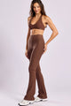 Calça Flare Canelada Marrom