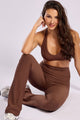 Calça Flare Canelada Marrom