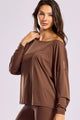 Blusa Manga Longa Ombro Caído Marrom