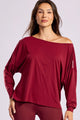 Blusa Manga Longa Ombro Caído Vinho