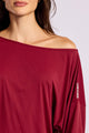 Blusa Manga Longa Ombro Caído Vinho