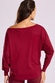 Blusa Manga Longa Ombro Caído Vinho