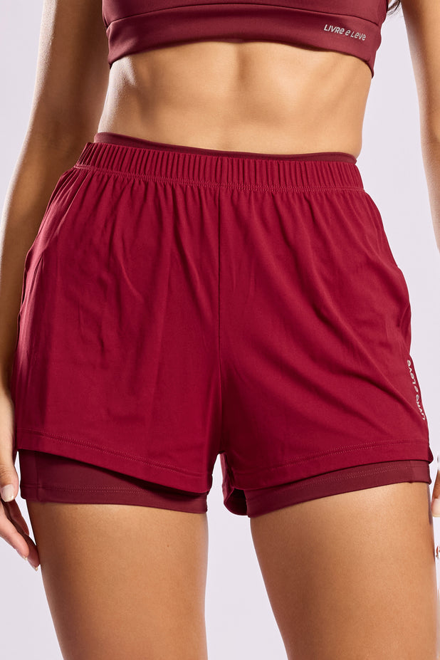 Short Soltinho Elástico Cós Vinho