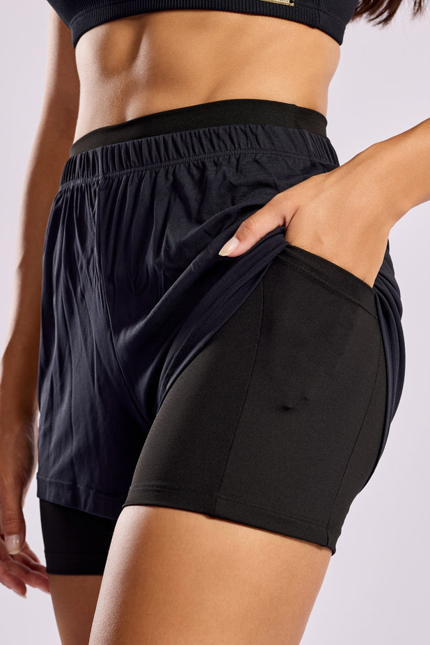 Short Soltinho Elástico Cós Preto