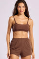 Conjunto Fitness Top Canelado e Short Soltinho Marrom