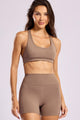 Short de Poliamida com Bolso Lateral Marrom Claro