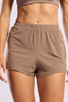 Short Soltinho Elástico Cós Marrom Claro