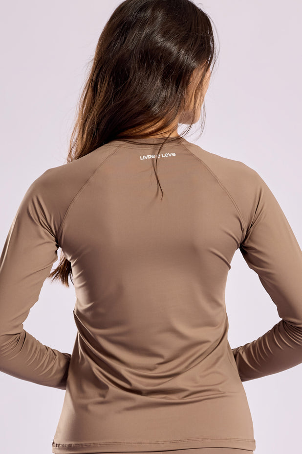 Blusa Proteção UV Marrom Claro