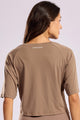 Cropped Alongado de Poliamida Marrom Claro