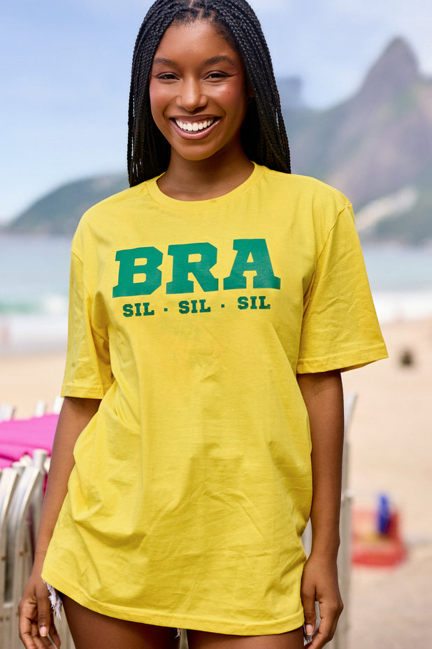 T-Shirt Algodão Bra Sil Sil Sil