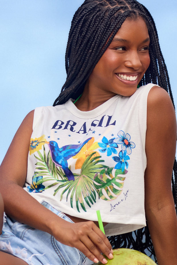 Cropped Estampado Beija Flor