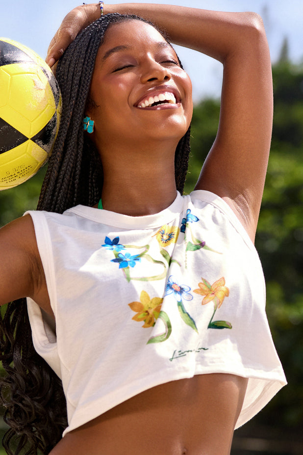 Cropped Estampado Flor Brasil