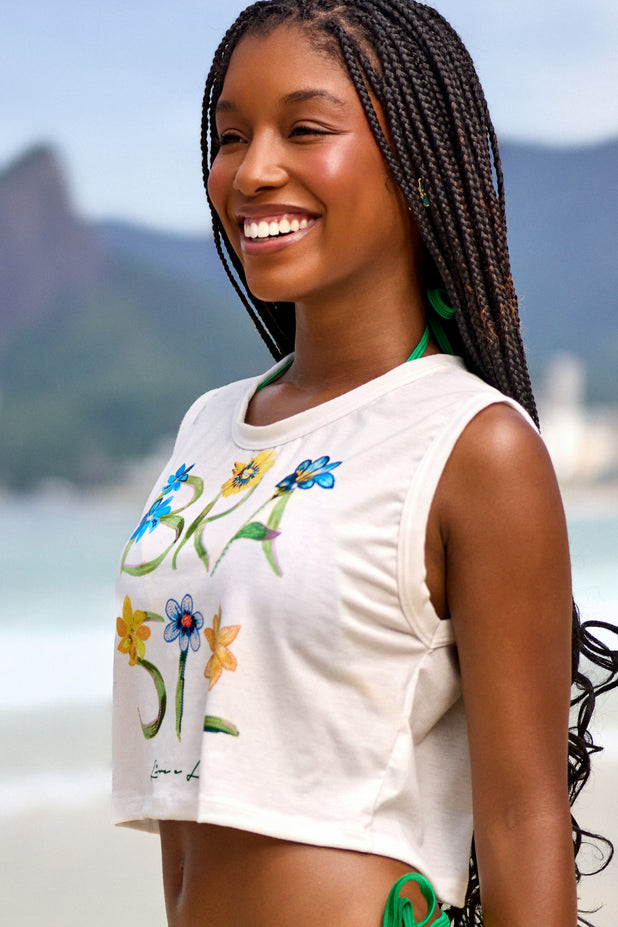 Cropped Estampado Flor Brasil