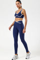 Conjunto Fitness Top e Calça com Detalhe em Viés Marinho
