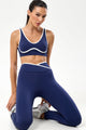 Conjunto Fitness Top e Calça com Detalhe em Viés Marinho
