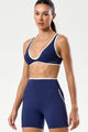 Conjunto Fitness Top Decote e Bermuda de Viés Marinho