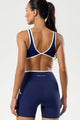 Conjunto Fitness Top Decote e Bermuda de Viés Marinho