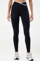 Legging com Cós Transpassado Viés Preto